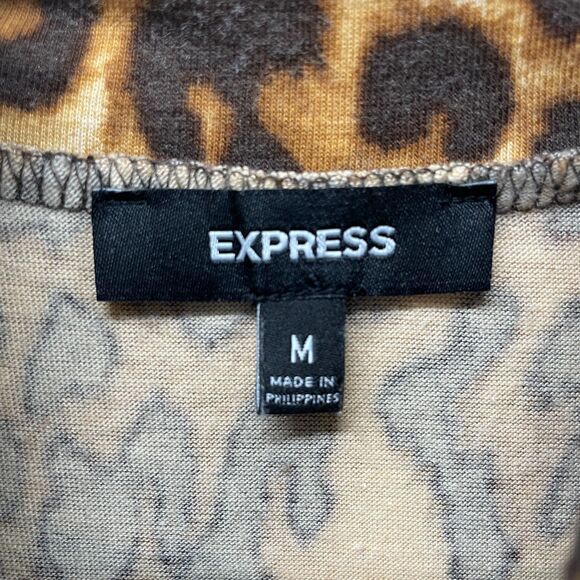 Express Leopard Medium Sleeveless Mock Neck Dress Express Vintage Y2K Dress Med - Picture 3 of 7